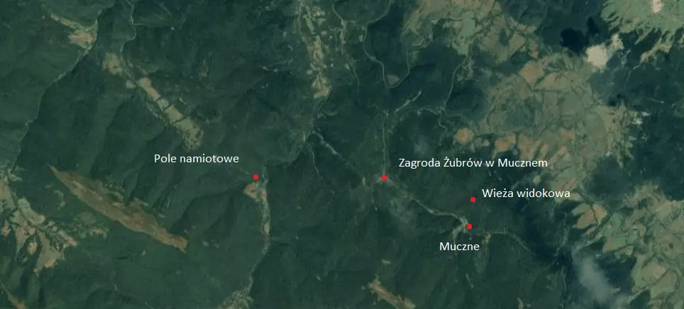 Zagroda Żubrów w Mucznem - mapa