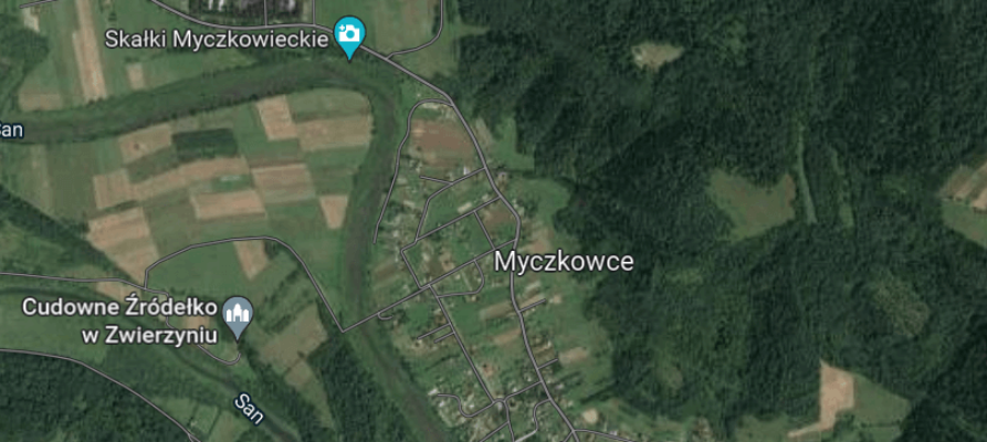 Skałki Myczkowieckie widok satelitarny