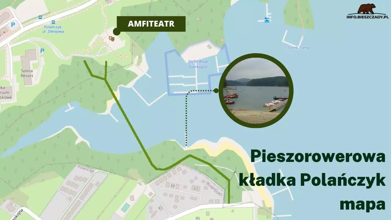 Kładka pieszorowerowa Polańczyk mapa