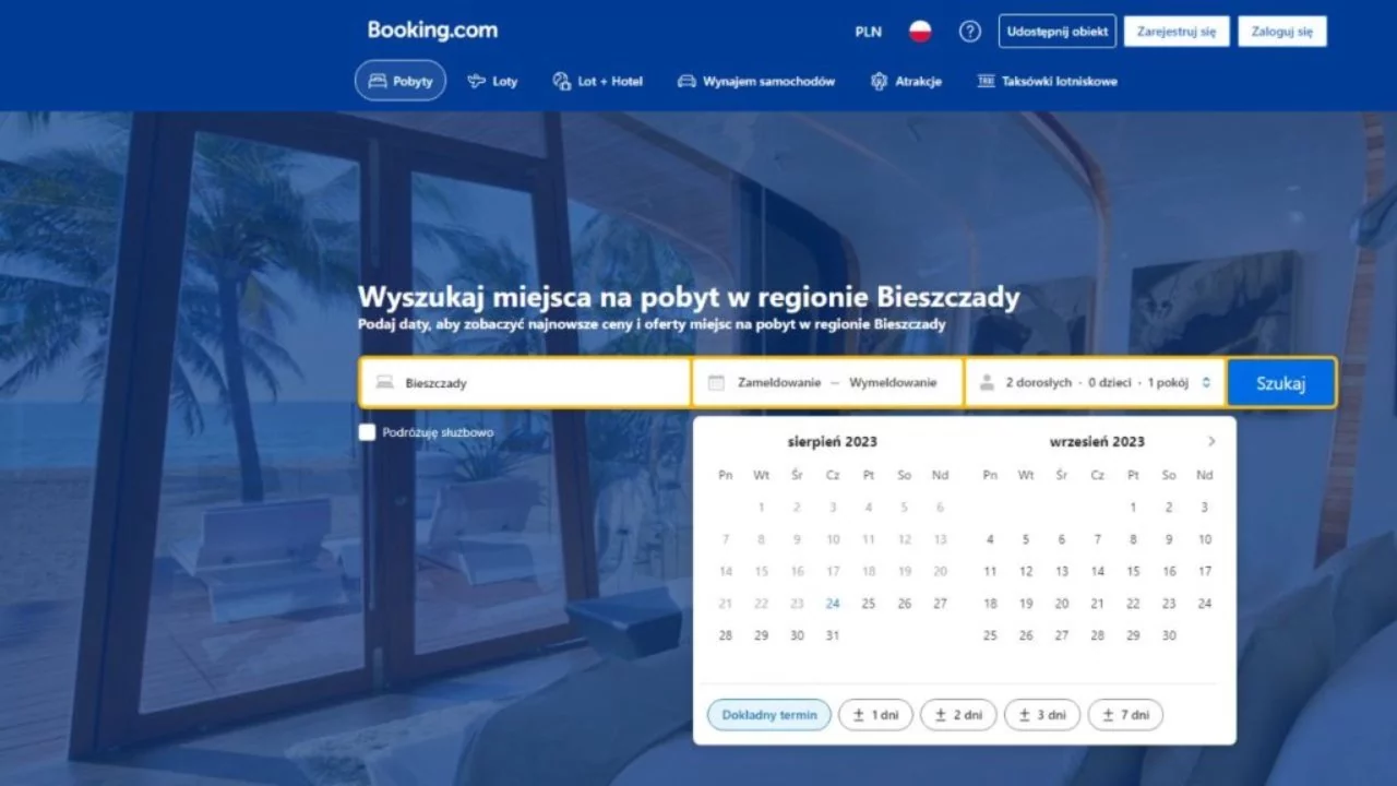 Wejdź na stronę Booking